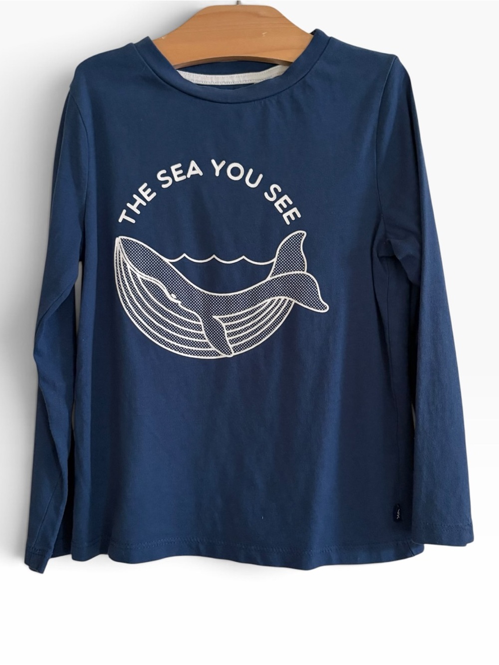 Okaidi Navy Blue Whale Graphic Long-Sleeve Tee